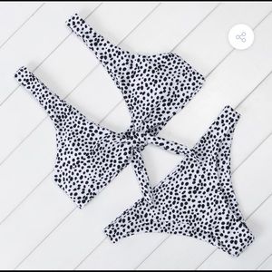 Black and white polka dot bikini
